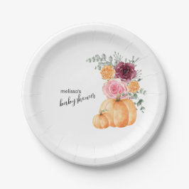 Plato De Papel Hay una calabaza en camino al postre de la ducha p