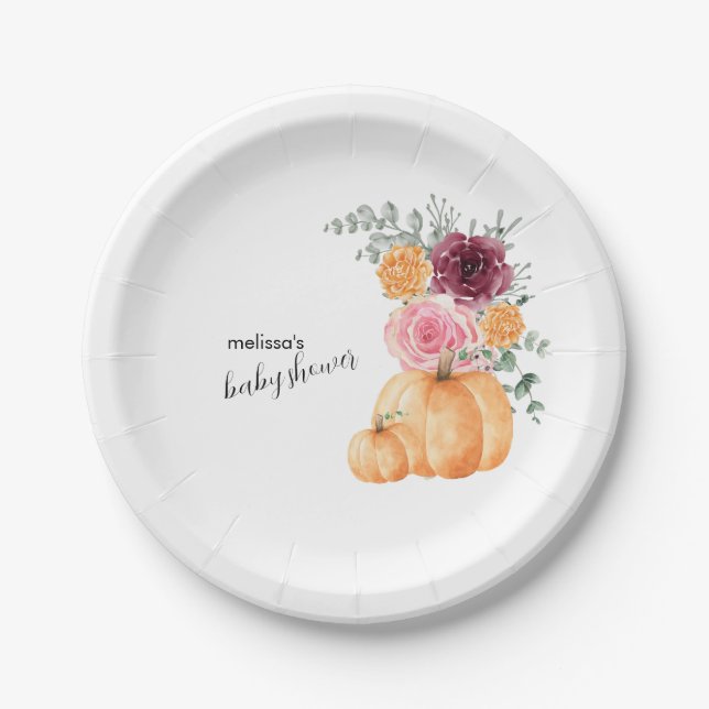 Plato De Papel Hay una calabaza en camino al postre de la ducha p (Anverso)