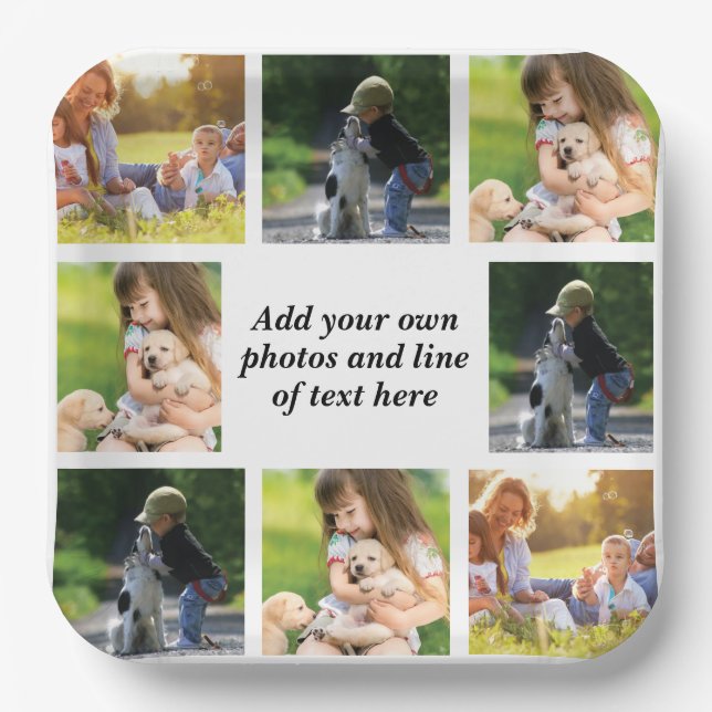 Plato De Papel Haz tu propio collage de fotos y texto (Anverso)