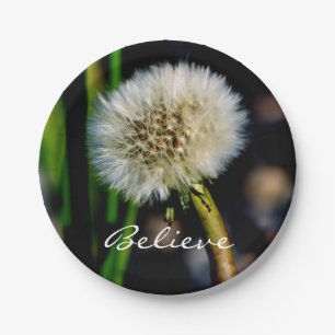 Plato De Papel Haz un deseo, crea, Dandelion
