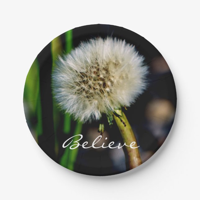 Plato De Papel Haz un deseo, crea, Dandelion (Anverso)