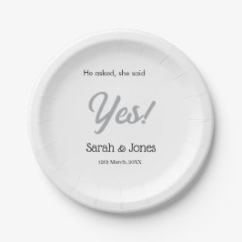 Plato De Papel He asked she said yes engagement simple silver dat