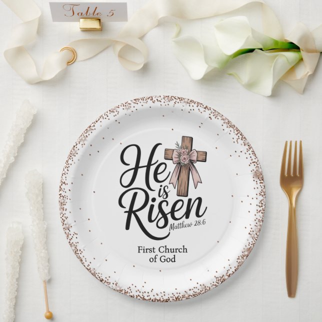 Plato De Papel He is Risen! Easter Sunday Paper Plate (Boda)