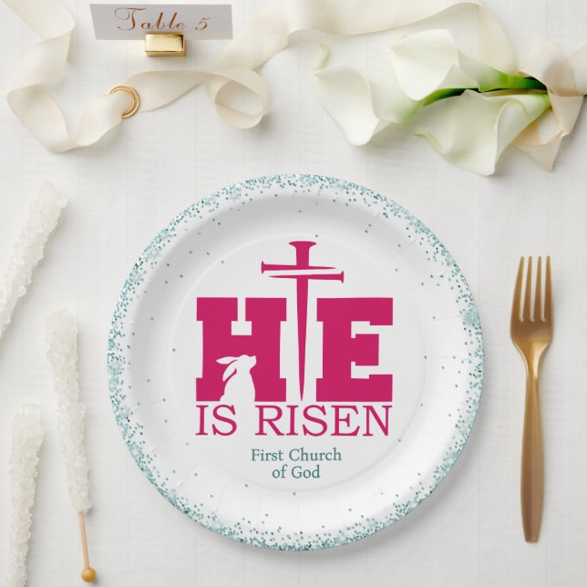 Plato De Papel He is Risen! Easter Sunday Paper Plate (Boda)