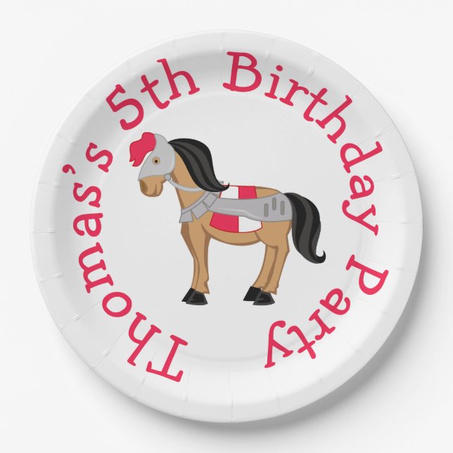Plato De Papel Hear Ye Blonde Cute Knight Horse (Anverso)