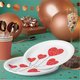 Plato De Papel Heart Balloons Illustration Design