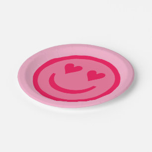Plato De Papel Heart Eyes Happy Face Paper Plates