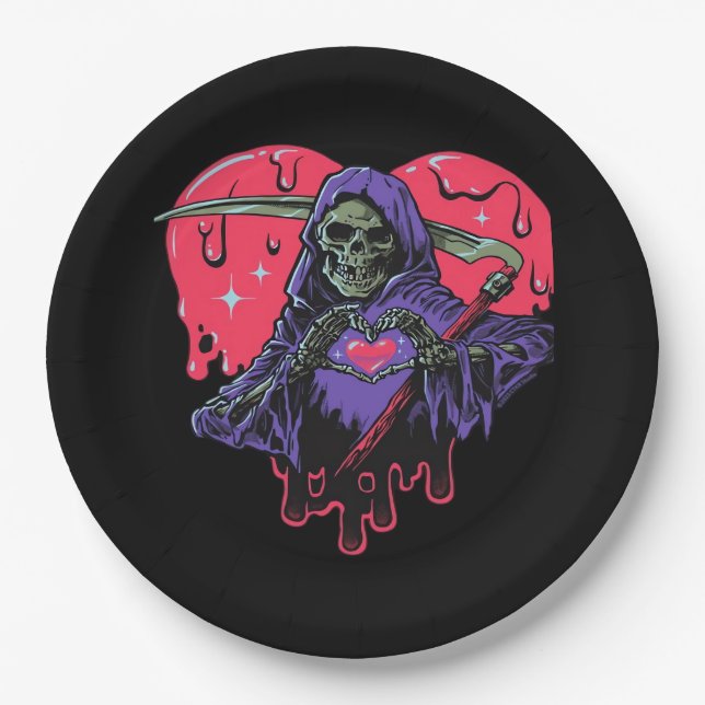 Plato De Papel Heart Hands Reaper Classic (Anverso)