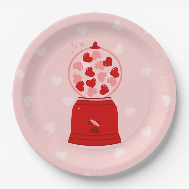 Plato De Papel heart love valentine gumball machine gum (Anverso)
