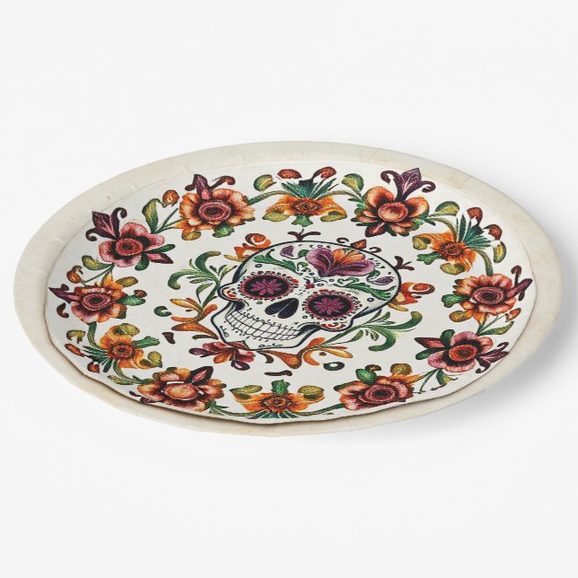 Plato De Papel 💀 🎉 Heart & Skullware Día de los Muertos (Angular)