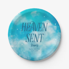 Plato De Papel Heaven Sent Boy Baby Shower