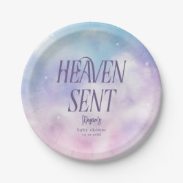 Plato De Papel Heaven Sent Chica Baby Shower