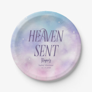 Plato De Papel Heaven Sent Chica Baby Shower
