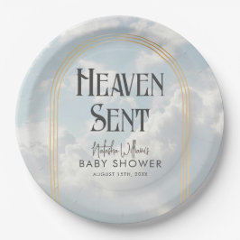 Plato De Papel Heaven Sent Clouds Sky Boho Arch Baby Shower
