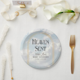 Plato De Papel Heaven Sent Clouds Sky Boho Arch Baby Shower