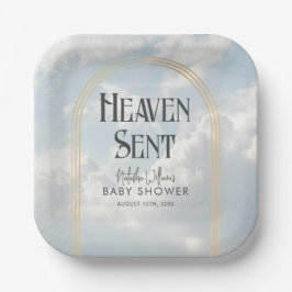Plato De Papel Heaven Sent Clouds Sky Boho Arch Baby Shower