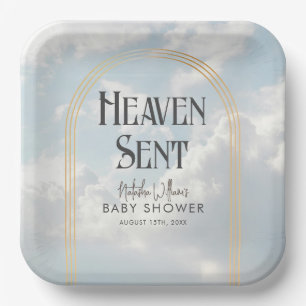 Plato De Papel Heaven Sent Clouds Sky Boho Arch Baby Shower