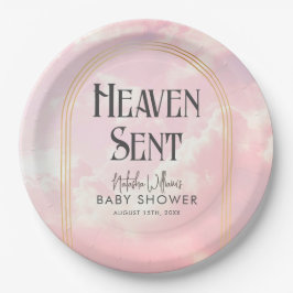 Plato De Papel Heaven Sent Clouds Sky Boho Arch Baby Shower