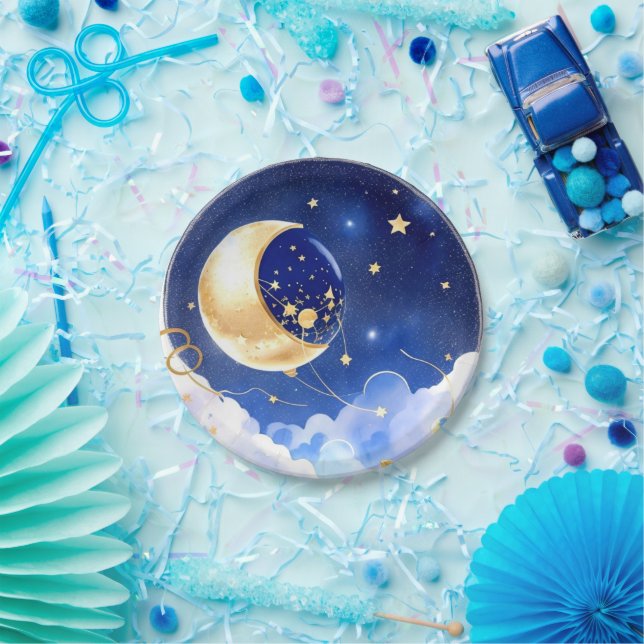 Plato De Papel Heavenly Constellations Boy Baby Shower (Fiesta)