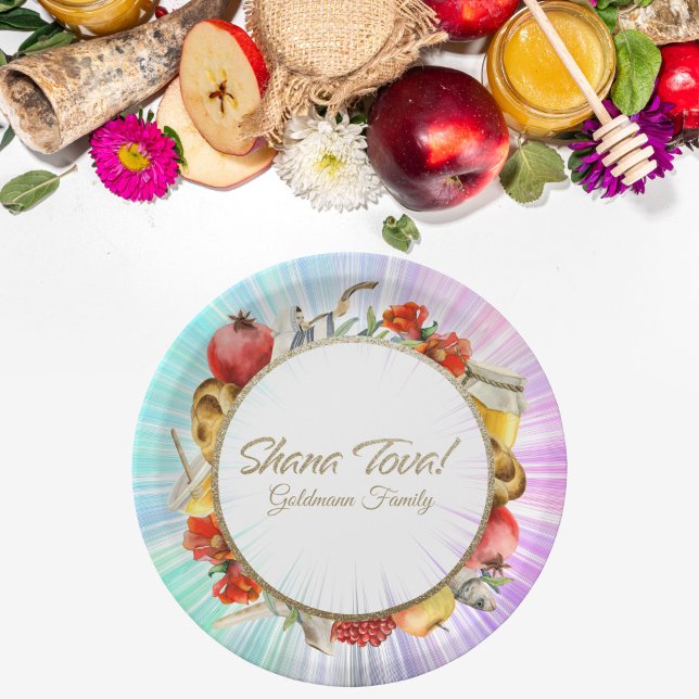 Plato De Papel Hebreo Rosh Hashanah (Subido por el creador)