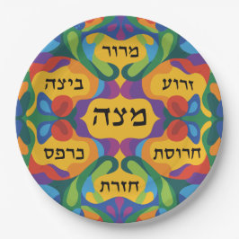Plato De Papel Hebrew Pesach Seder Plate for Passover Dinner 