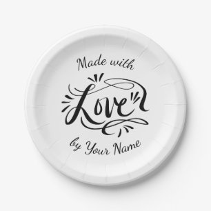 Plato De Papel Hecho con amor personalizado placas de papel con l