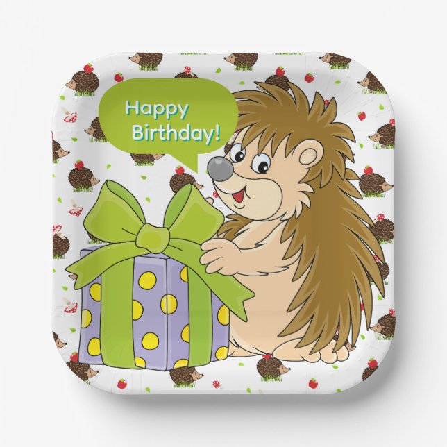 Plato De Papel Hedgehog Birthday (Anverso)