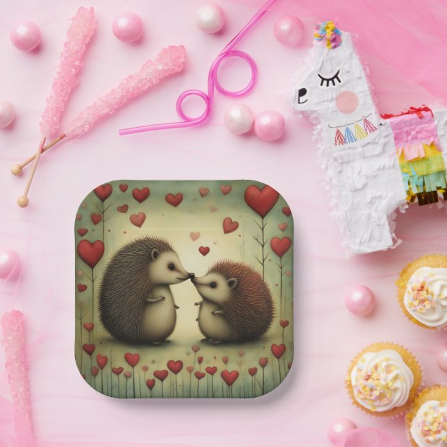 Plato De Papel Hedgehog Love 1 (Fiesta)
