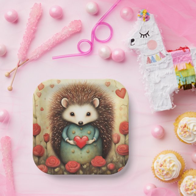 Plato De Papel Hedgehog Love 2 (Fiesta)