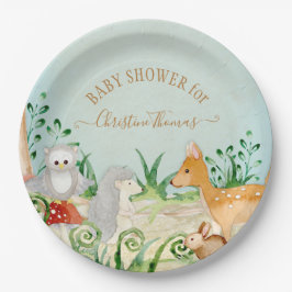 Plato De Papel Hedgehog Woodland Creations Fox Deer Baby Shower