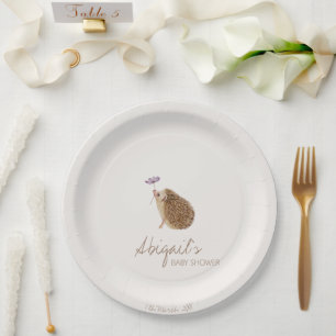 Plato De Papel Hedgehog Woodland Forest Baby Shower