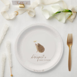 Plato De Papel Hedgehog Woodland Forest Baby Shower