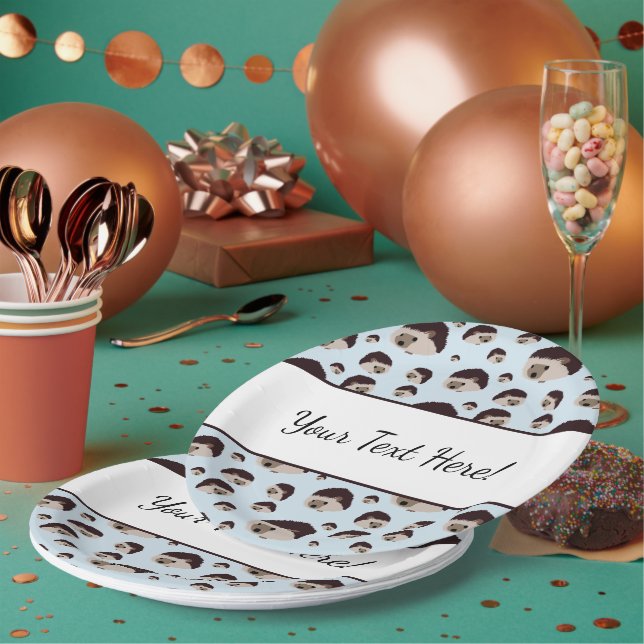 Plato De Papel Hedgehogs con texto (Multi)