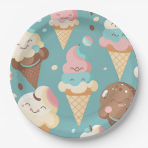 Plato De Papel Helado colorido lindo