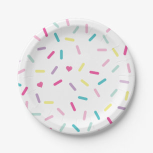 Plato De Papel Helado con Sprinkles y Pastel de Cumpleaños