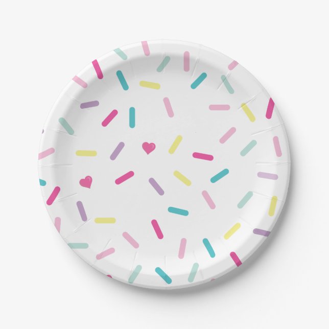 Plato De Papel Helado con Sprinkles y Pastel de Cumpleaños (Anverso)