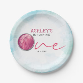 Plato De Papel Helado de color de agua primer cumpleaños