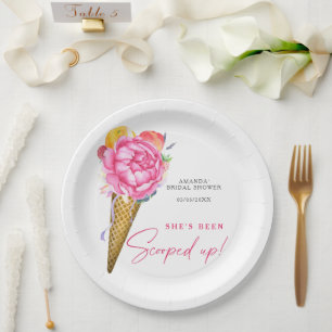 Plato De Papel Helado de flores en acuarela - despedida de solter