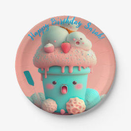 Plato De Papel Helado de Kawaii