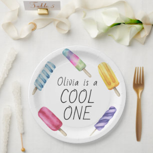 Plato De Papel Helado de paleta de verano acuarela Cumpleaños