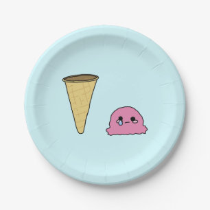 Plato De Papel Helado Derramado