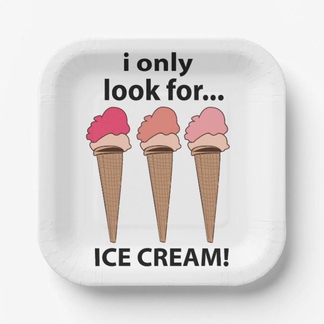 Plato De Papel Helado Sólo Busco Fiesta De Helados (Anverso)
