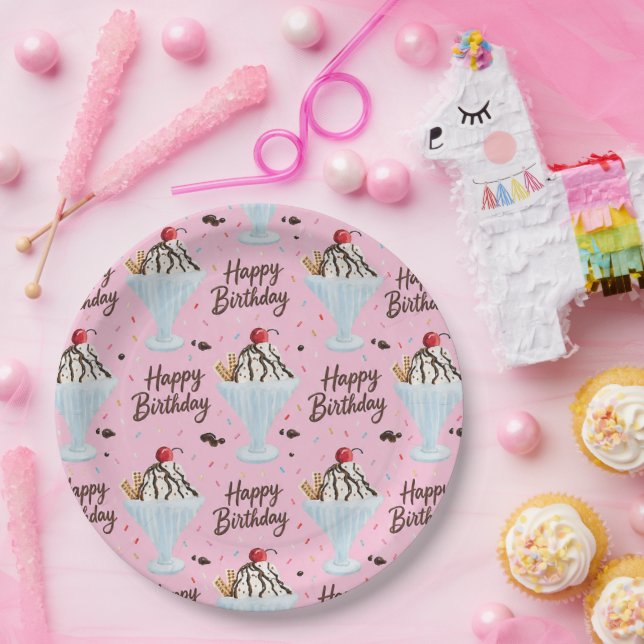 Plato De Papel Helado Sundae (Fiesta)