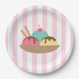 Plato De Papel Helado Sundae Rayado