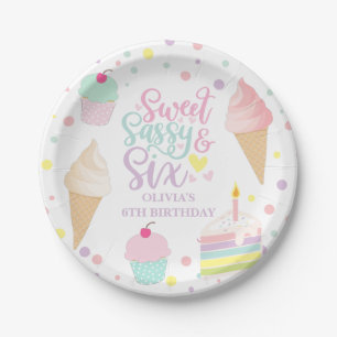 Plato De Papel Helado y pastel dulce y descarado cumpleaños 6