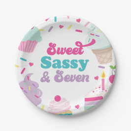 Plato De Papel Helado y pastel dulce y descarado cumpleaños 7