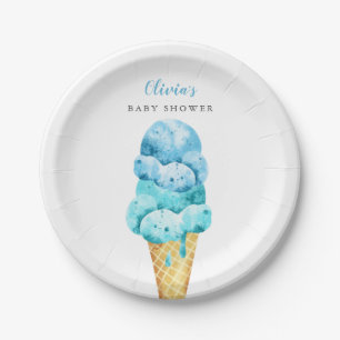 Plato De Papel Helados azules y mint verdes Baby Shower