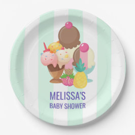 Plato De Papel Helados de crema de hielo con Baby Shower Sprinkle