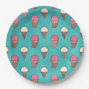 Plato De Papel Helados de fresa y vainilla