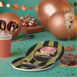 Plato De Papel hello 30 Personalized 30th birthday glitter stripe